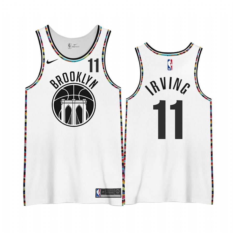 Men 2021 Men Brooklyn Nets 11 Irving White city edition Nike NBA Jerseys